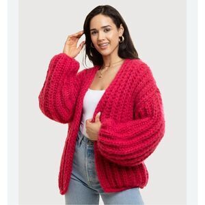 SAACHI CHUNKY KNIT OVERSIZED CARDIGAN SWEATER